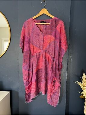 PINEDA COVALIN HUIPIL Silk Purple Pink Print